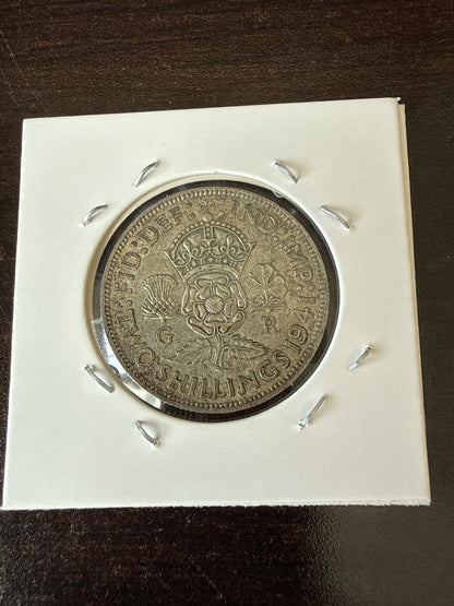 1941 UK 2 SHillings (florin) VF .500 silver - 1107