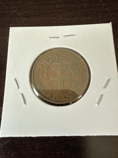 1943 Cameroon 1 franc VF-XF - 1096