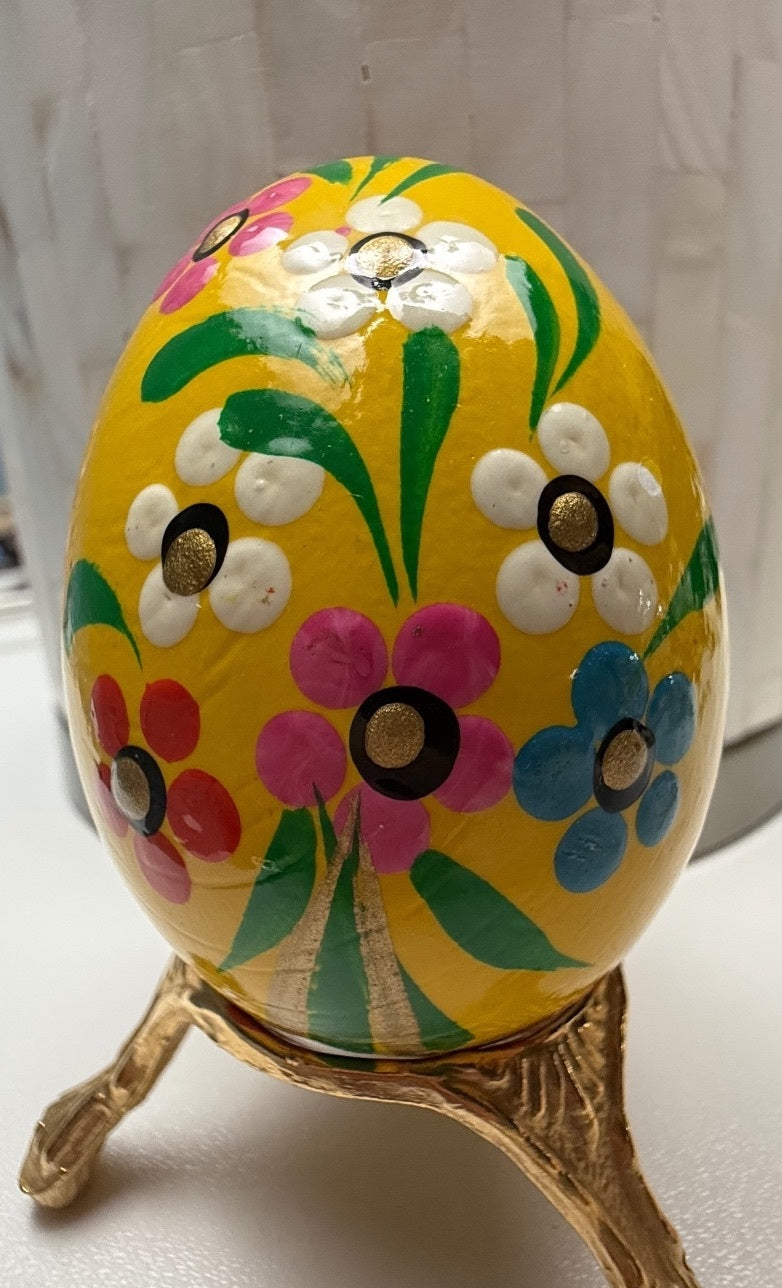 Vintage Kashmiri Papier Mache Floral Eggs Hand Painted India Set of 2 – alternate product view 4 of 8