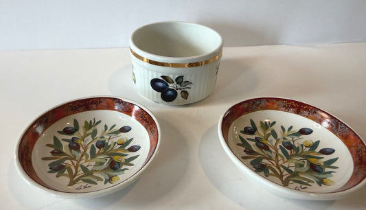 Olive Theme Serving Bowl Set Cypress Home Bowls & Salem England Ramekin 3 Pc