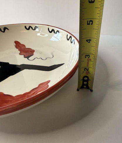 Signed Hand Painted Texas Longhorn Bowl Southwestern Western Decor 12”