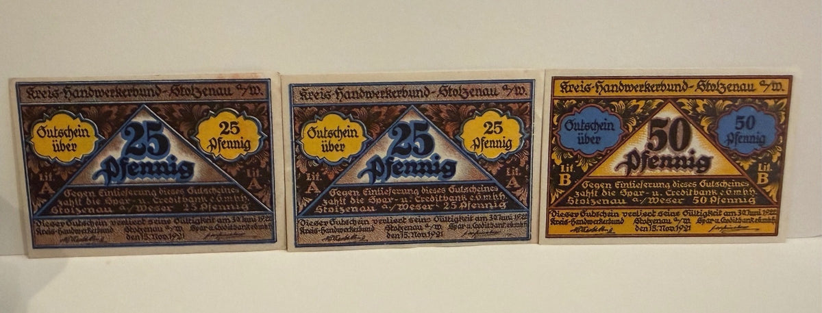 1921 Germany Schötzenau Notgeld Lot 3 Notes 25 & 50 Pfennig Handwerk – alternate product view 5 of 8