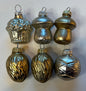 6 Vintage Germany Glass Christmas Ornaments Mushrooms Walnuts Basket