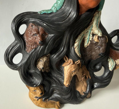 Vintage Southwestern Native American Spirit Animals Sculpture Wolf Buffalo Eagle