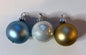 3 Vintage Germany Glass Christmas Ornaments Blue White Gold Balls