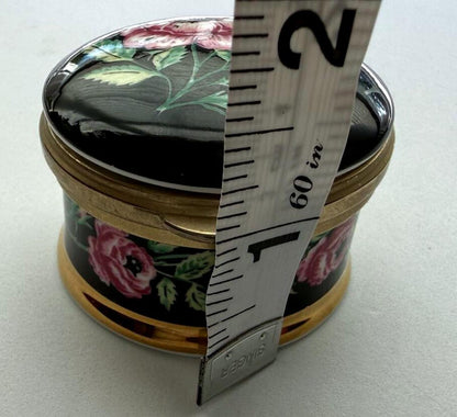 Falcon China Staffordshire England Rose Trinket Box Porcelain Brass Hinged