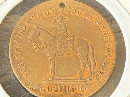 Vintage Original Boy Scout Shoe Advertising Medal Token July 1910 Boy Scouts