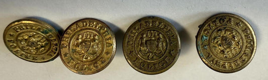 Lot of 4 Vintage Philadelphia Police Uniform Buttons Brass Superior Quality