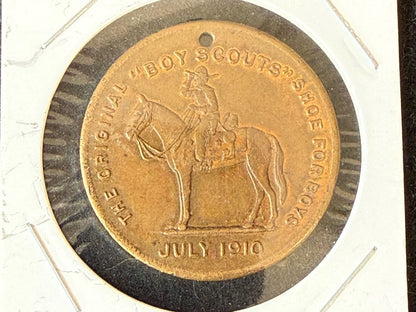 Vintage Original Boy Scout Shoe Advertising Medal Token July 1910 Boy Scouts