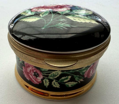Falcon China Staffordshire England Rose Trinket Box Porcelain Brass Hinged