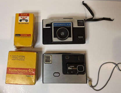 Kodak Instamatic X-15 Disc 4000 Camera Lot w/ Vintage Film Boxes
