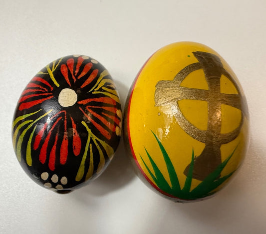 Vintage Kashmiri Papier Mache Floral Eggs Hand Painted India Set of 2 – alternate product view 2 of 8