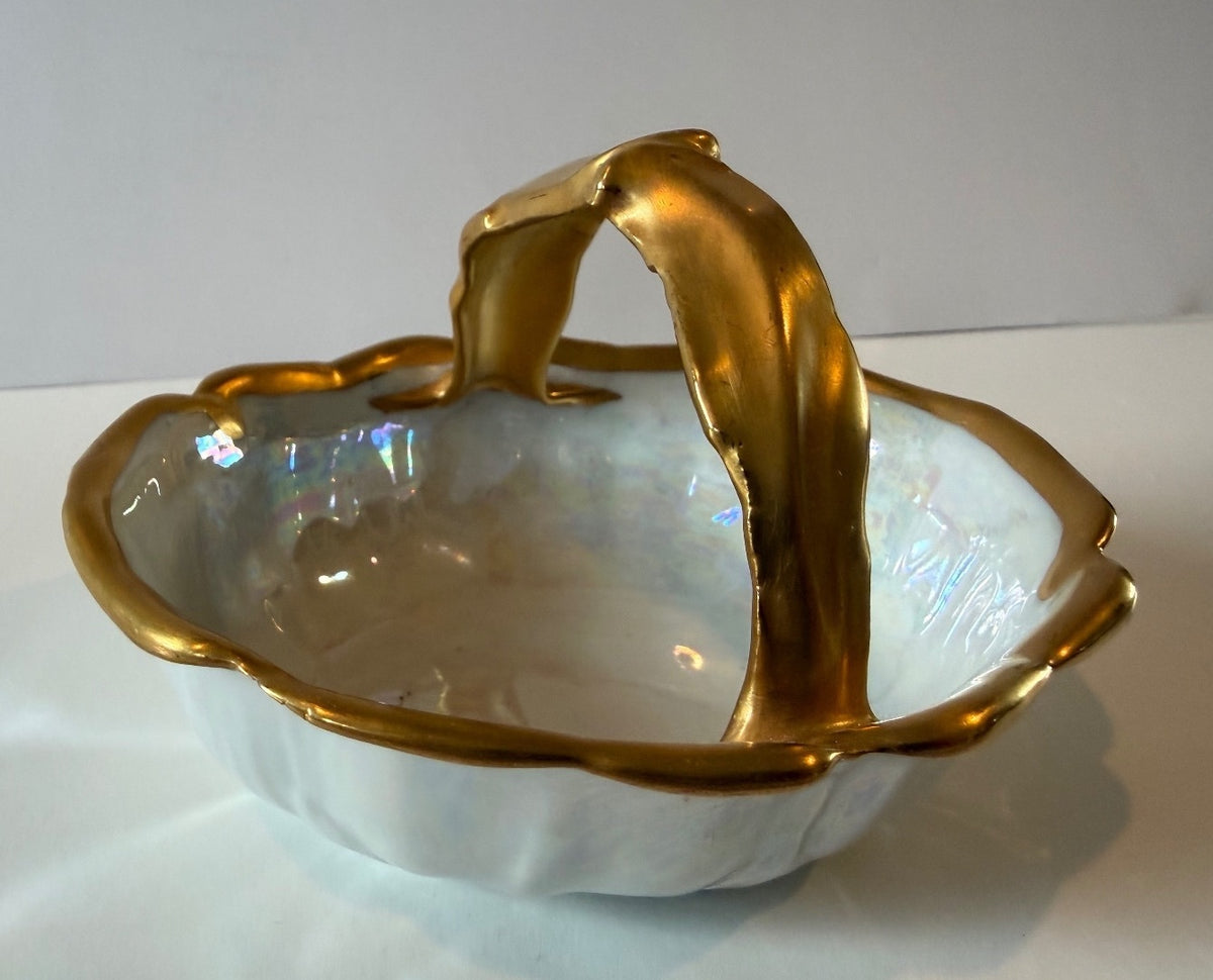 Antique PALT Czechoslovakia Porcelain Basket – Gold Gilt — product photograph 2