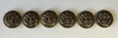 Lot of 7 Vintage Brass Tone Eagle Shield Sew Through Buttons Patriotic