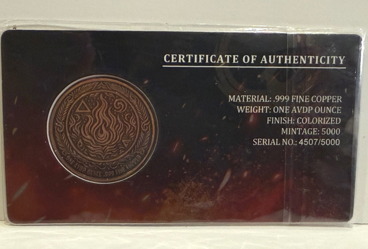 1 Oz .999 Fine Copper Phoenix Colorized Round Limited 5000 #4507 COA – alternate product view 3 of 5