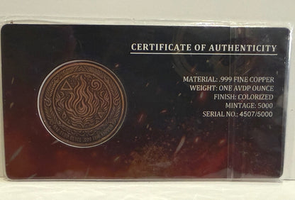 1 Oz .999 Fine Copper Phoenix Colorized Round Limited 5000 #4507 COA – alternate product view 3 of 5