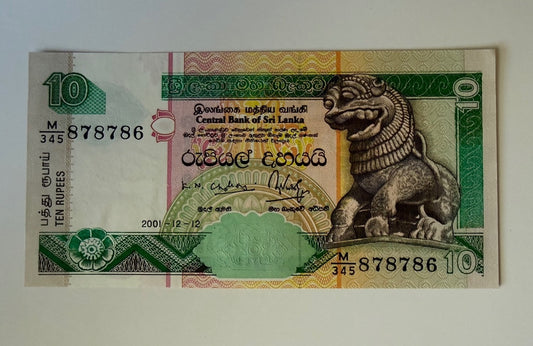 Sri Lanka 2001 10 Rupees P-108b Lion World Banknote AU/UNC - 159