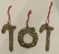 Vintage Taiwan ROC Metal Christmas Ornaments Wreath Candy Canes Set of 3