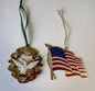 Vintage Patriotic Christmas Ornament Lot – White House & American Flag Baldwin