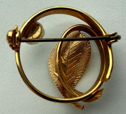 Vintage Brooch Lot 3 Gold Tone Floral Leaf Mid Century Modern