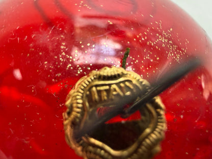 Vintage Italy Blown Glass Snail Christmas Ornament Red Gold