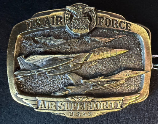 Vintage 1983 USAF Air Superiority Fighter Jet Belt Buckle #1073