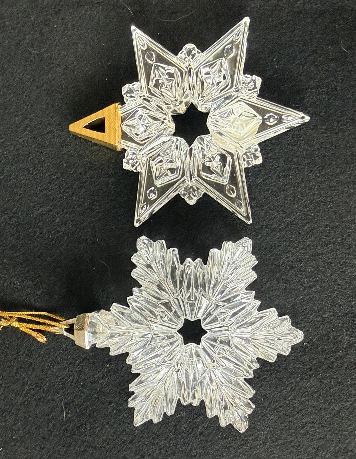 Lot of 2 OMMA German Full Lead Crystal Snowflake Star Christmas Ornaments
