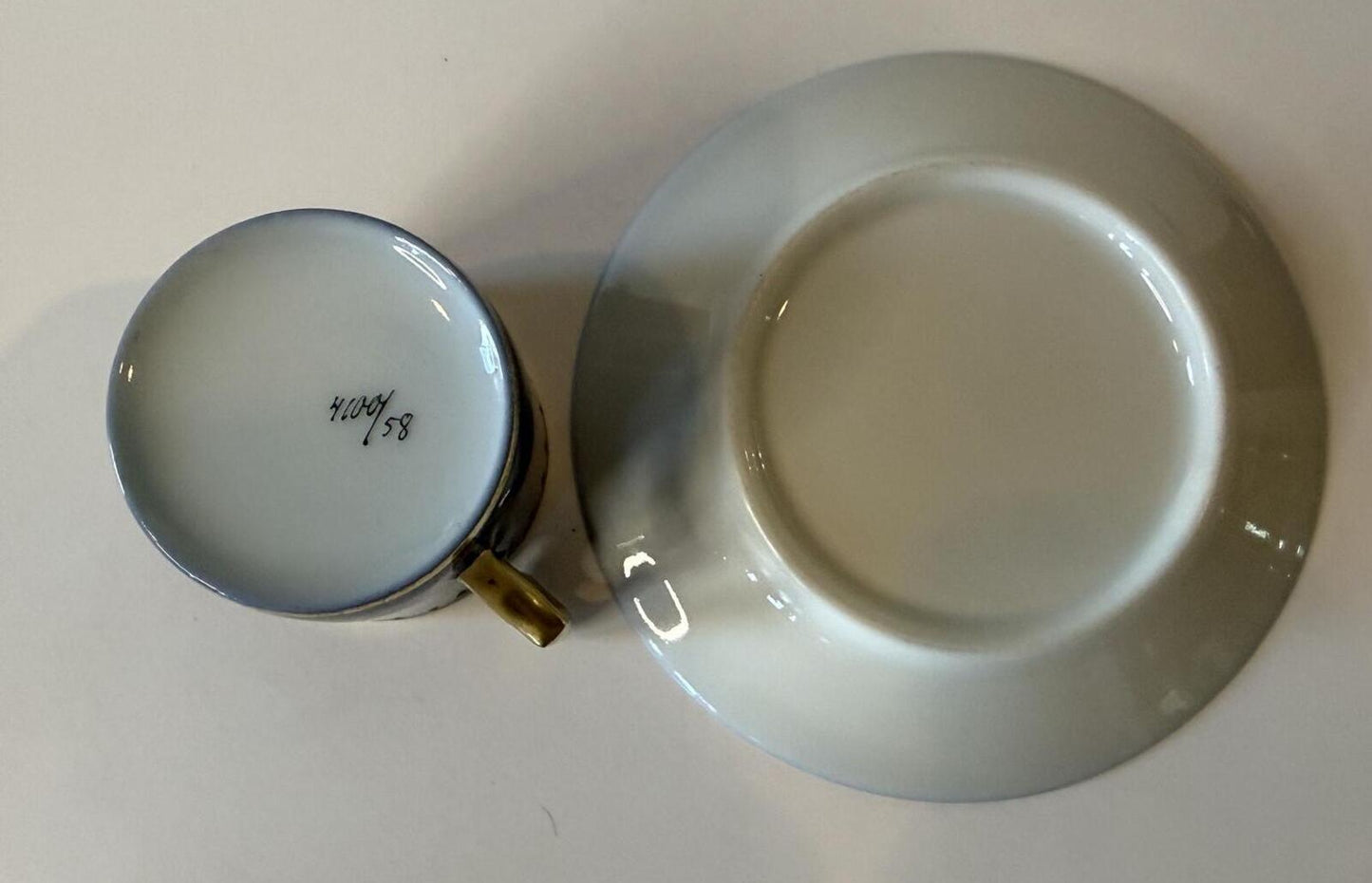 Antique Hamburg Germany Souvenir Cup & Saucer Cobalt Gold Gilt