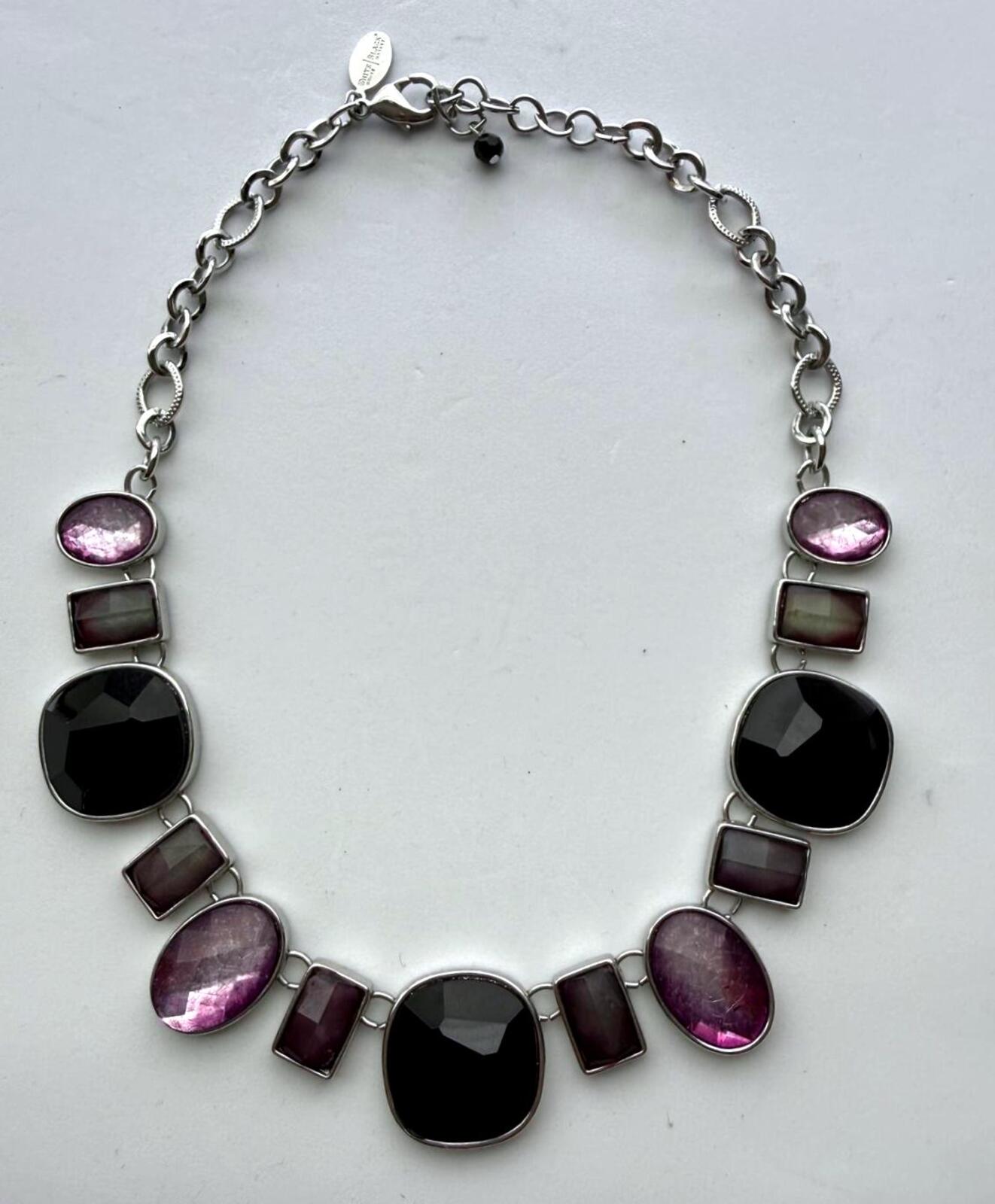 White House Black Market Purple Black Faceted Statement Necklace WHNM