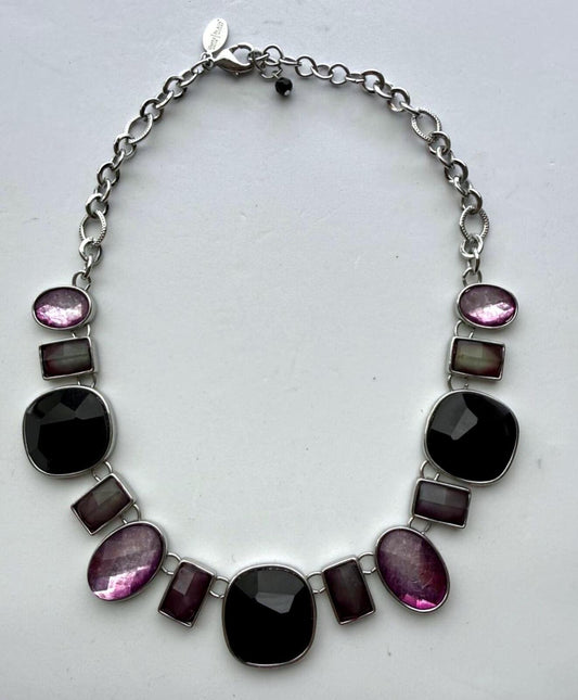 White House Black Market Purple Black Faceted Statement Necklace WHNM