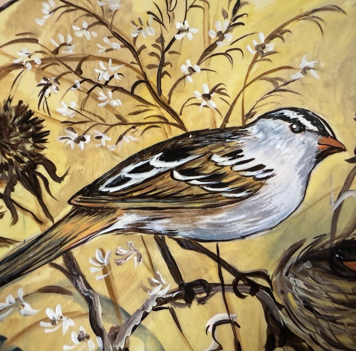 Hand Painted Songbird Nest Chicks Plate Signed Lois Elaine Benda 9” – alternate product view 3 of 8