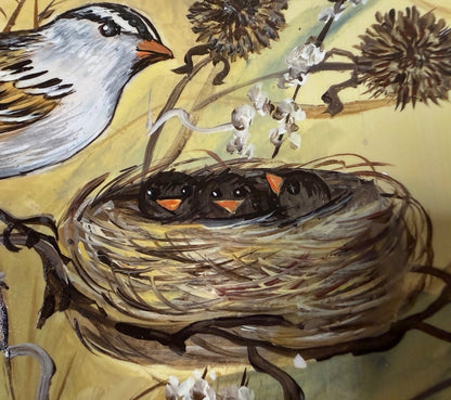Hand Painted Songbird Nest Chicks Plate Signed Lois Elaine Benda 9” – alternate product view 4 of 8