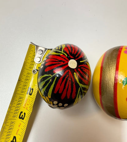 Vintage Kashmiri Papier Mache Floral Eggs Hand Painted India Set of 2 – alternate product view 8 of 8