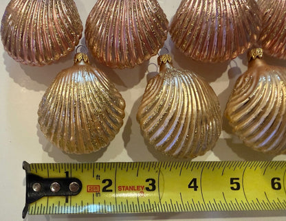 Vintage Colombia Glass Shell Christmas Ornaments Pink Gold Glitter Lot of 7 – alternate product view 9 of 10
