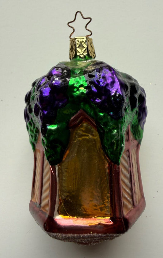 Vintage Germany Blown Glass Grapes Trellis Christmas Ornament Wine Vineyard