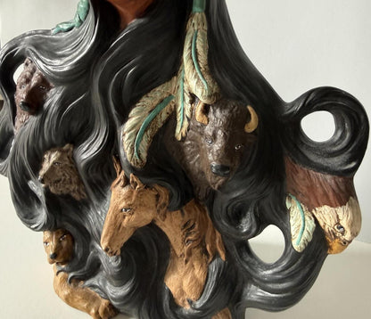 Vintage Southwestern Native American Spirit Animals Sculpture Wolf Buffalo Eagle