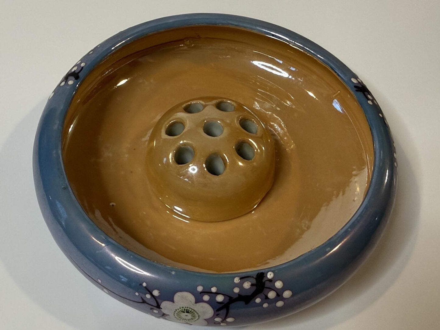 Vintage Japanese Ikebana Flower Arranging Bowl with Removable Flower Frog