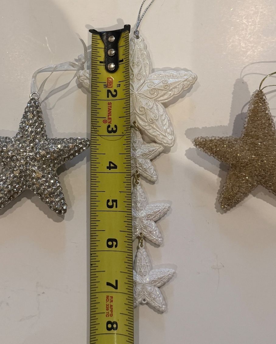 Set of 3 Sparkling Star Christmas Ornaments – Rhinestone, Beaded & Cascading – alternate product view 5 of 7