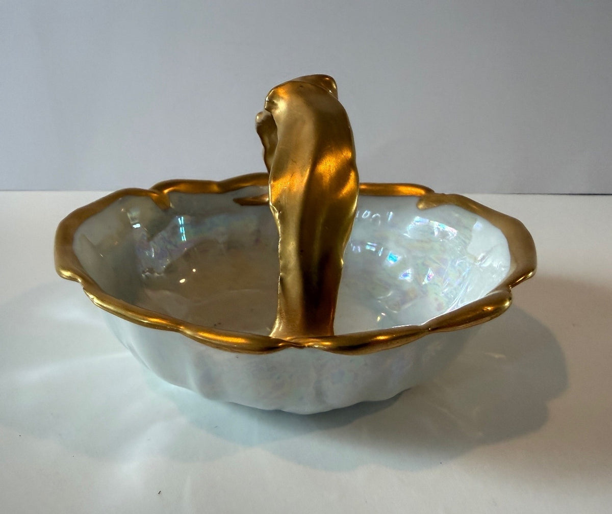 Antique PALT Czechoslovakia Porcelain Basket – Gold Gilt — product photograph 1