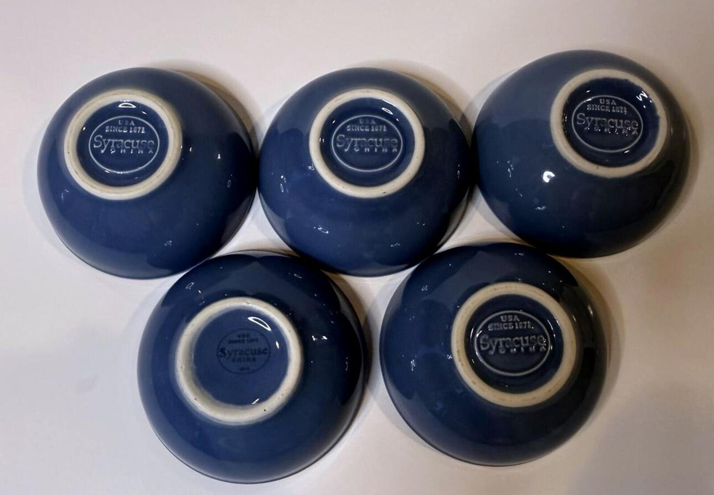 Syracuse China USA Blue Stoneware Bowls Set of 5 Mixed Sizes Replacement