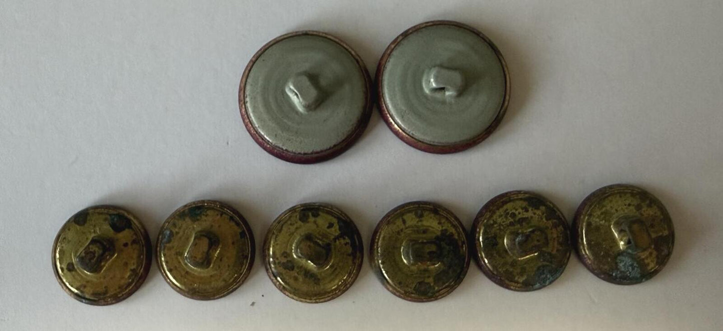 Vintage Lot of 8 Burgundy & Gold Heraldic Crest Shank Buttons Blazer Coat Sewing