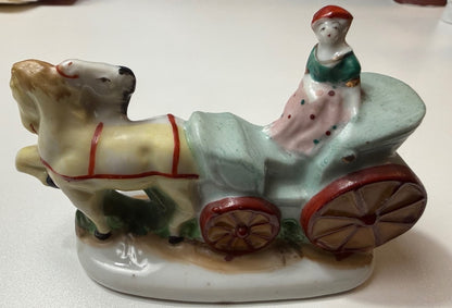 Vintage Occupied Japan Horse Carriage Figurine Hand Painted Porcelain