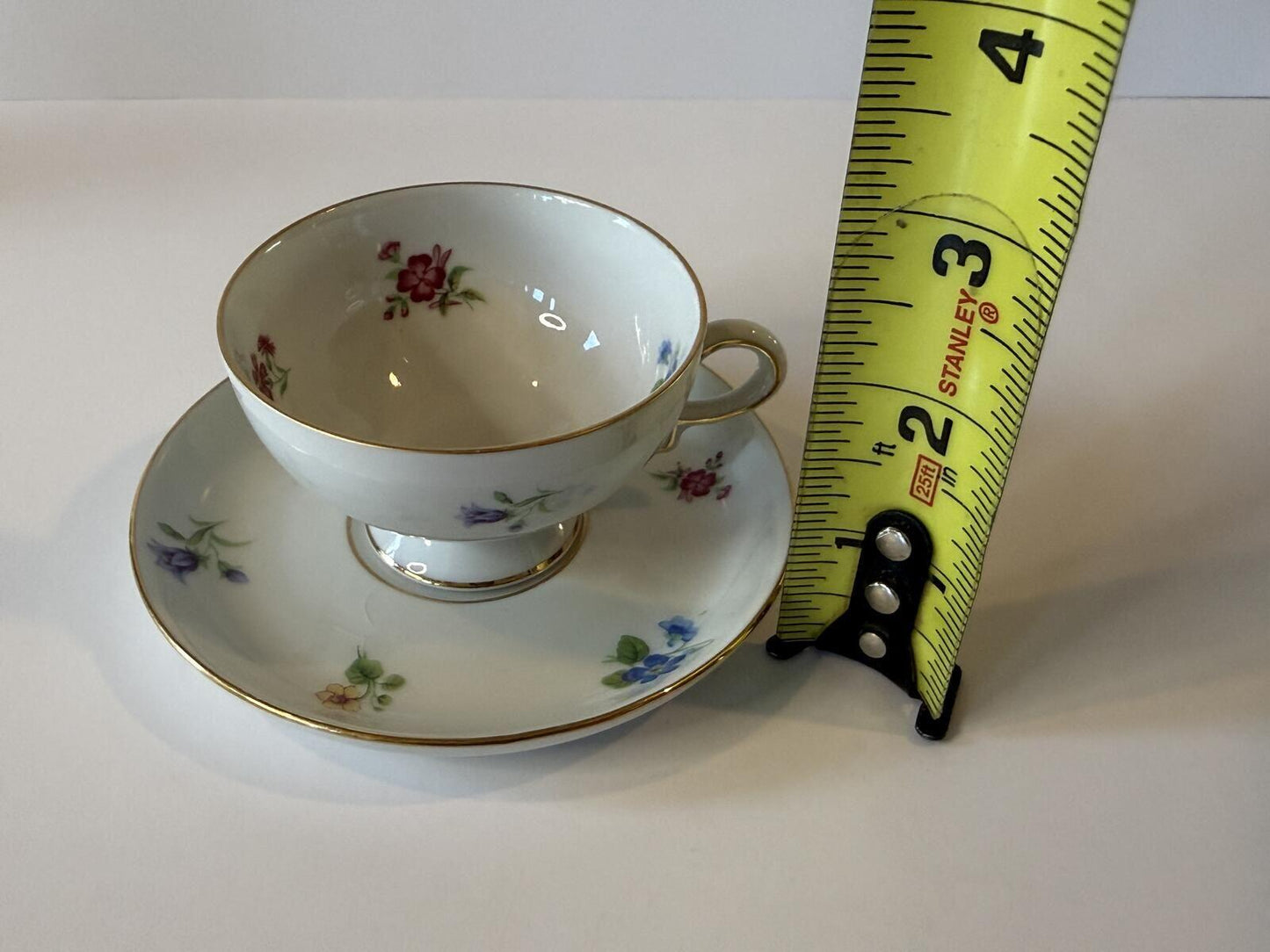 Johann Haviland Bavaria Germany Tea Cup & Saucer Floral Gold Tri