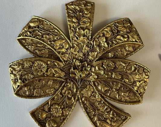 Vintage Ornament Lot 3 NGA Bow R&B Dove Snowflake Gold Tone Christmas Decor