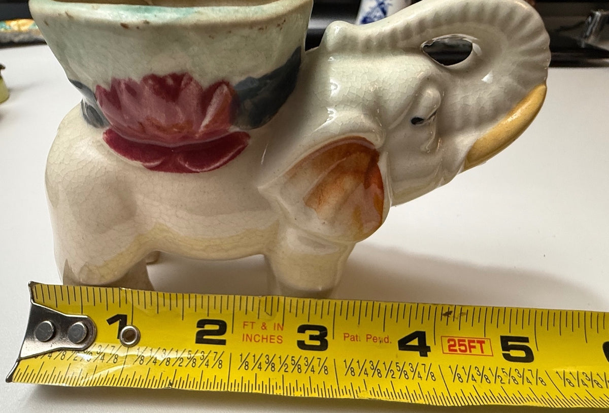 Vintage Occupied Japan Elephant Planter Trunk Up Floral Ceramic 5” – alternate product view 9 of 11