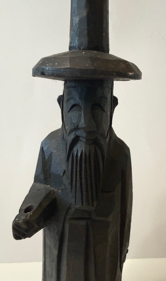 Vintage Hand Carved Wood Folk Art Bearded Man Puritan Colonial Figure 10”