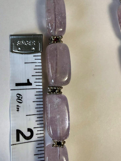 Vintage Lavender Amethyst Gemstone Bead Necklace Purple Stone Barrel Beads