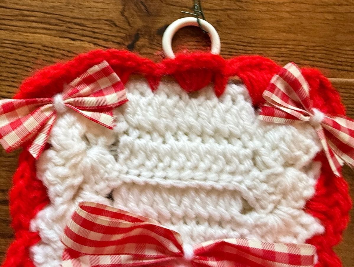 Vintage Handmade Crochet Christmas Bell Pull Wall Hangings Bells Bows Set of 2 – alternate product view 7 of 11