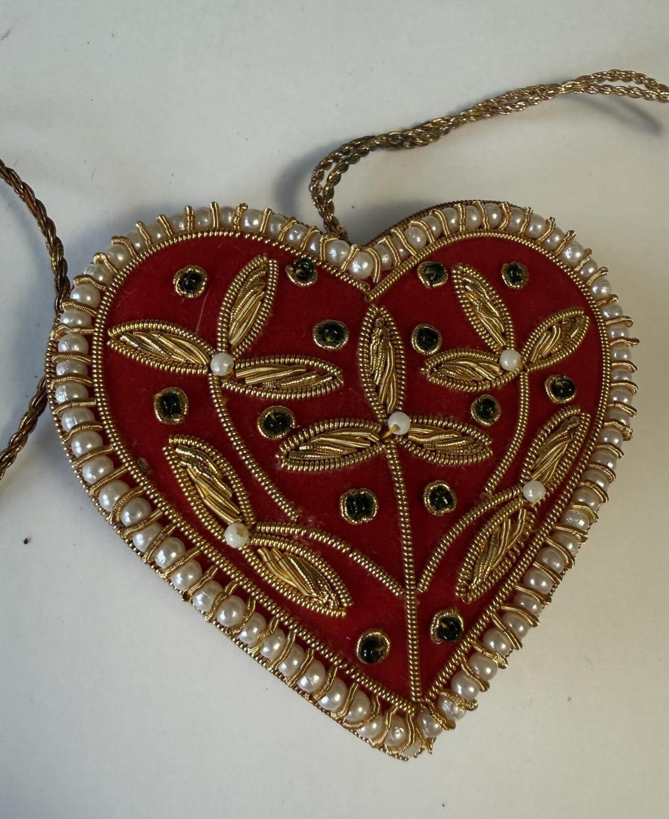 Vintage Handcrafted Christmas Ornament Lot – 9 Pieces – Beaded, Embroidered