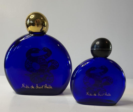 Vintage Niki de Saint Phalle Cobalt Blue Snake Perfume Bottles Set of 2